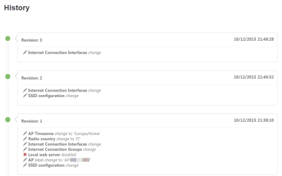 Show revisions of the access points configuration