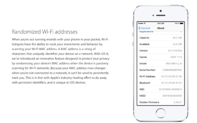 iOS8 and location-tracking of the MAC address