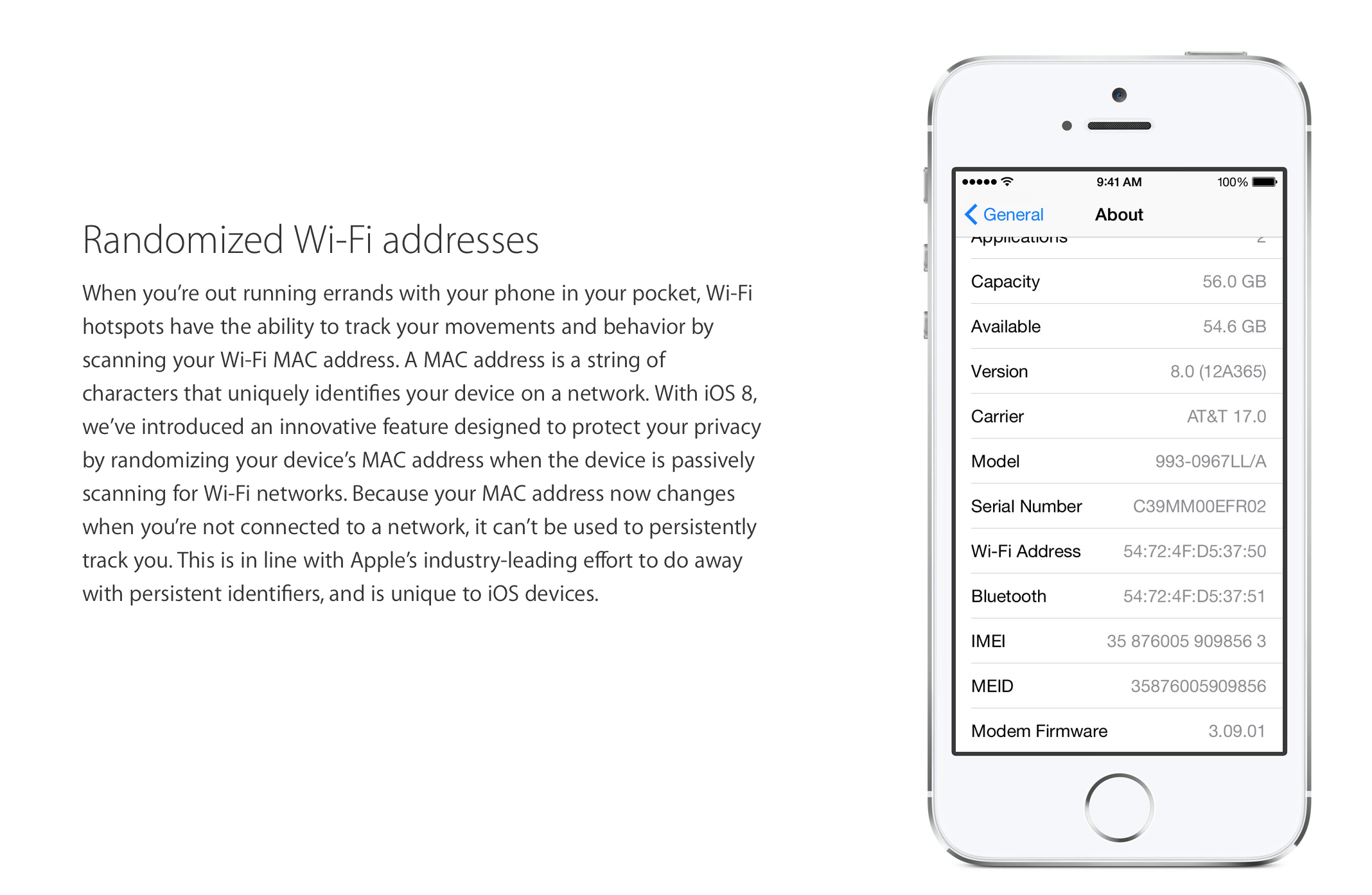 iOS8 and location-tracking of the MAC address
